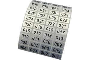 Consecutive Number Inventory Stickers Waterproof 0.39 x 0.78 Inch Black Printing On...