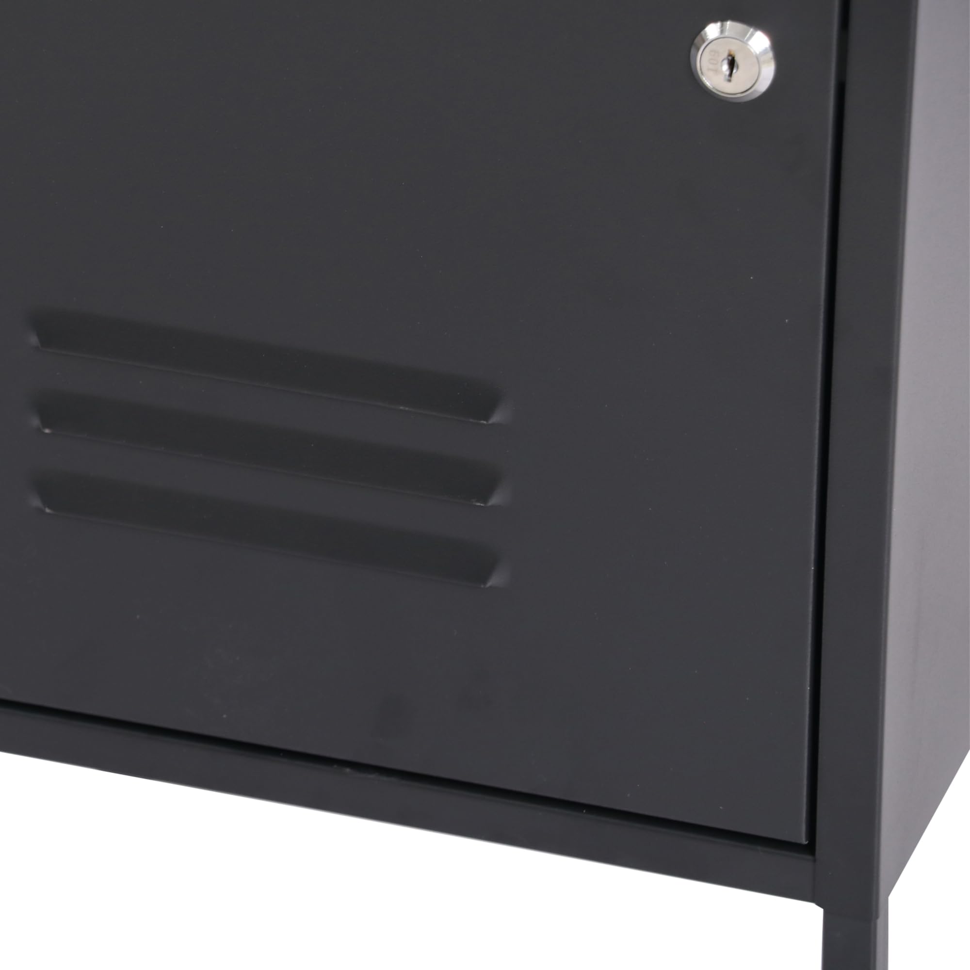 [en.casa] Nachtschrank Hausjärvi 2er Set Nachttisch 82 x 35 x 35 cm Nachtkästchen Beistelltisch mit 1 Tür Metallschrank Beistellschrank abschließbar Büroschrank Stahl Schwarz