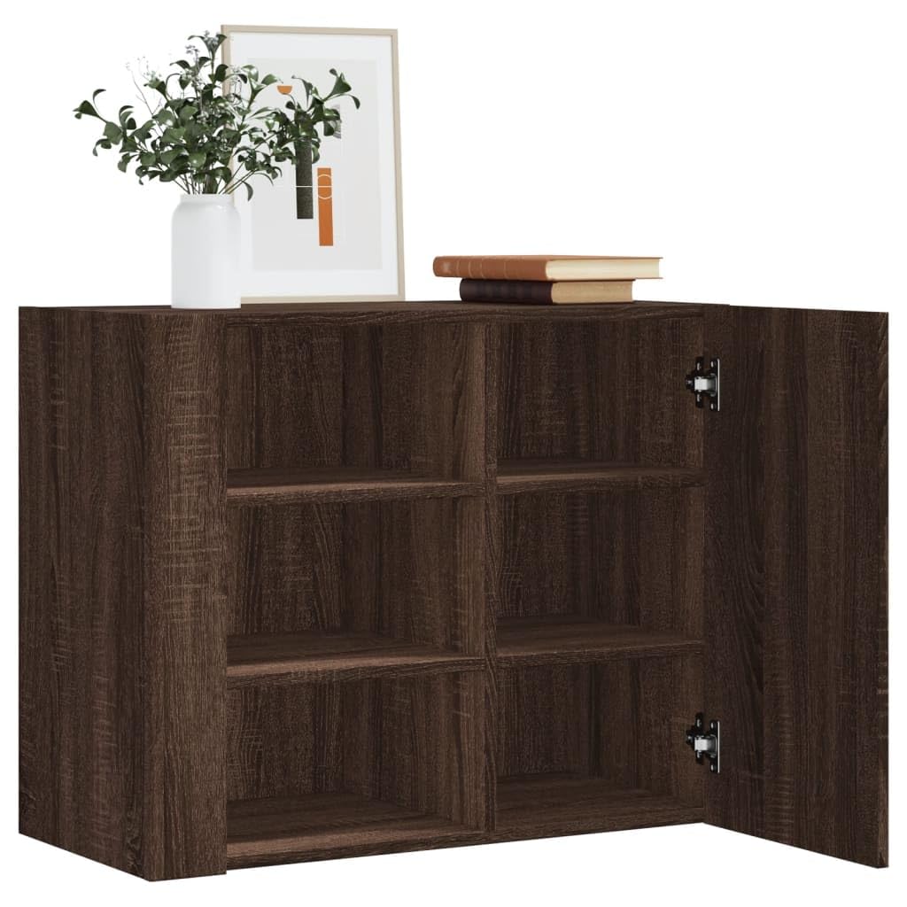 Wandregal Braun Eichen-Optik 75x35x60 cm Holzwerkstoff mit 6 Fächern für Bücher Deko und Aufbewahrung in Küche Bad und Wohnzimmer