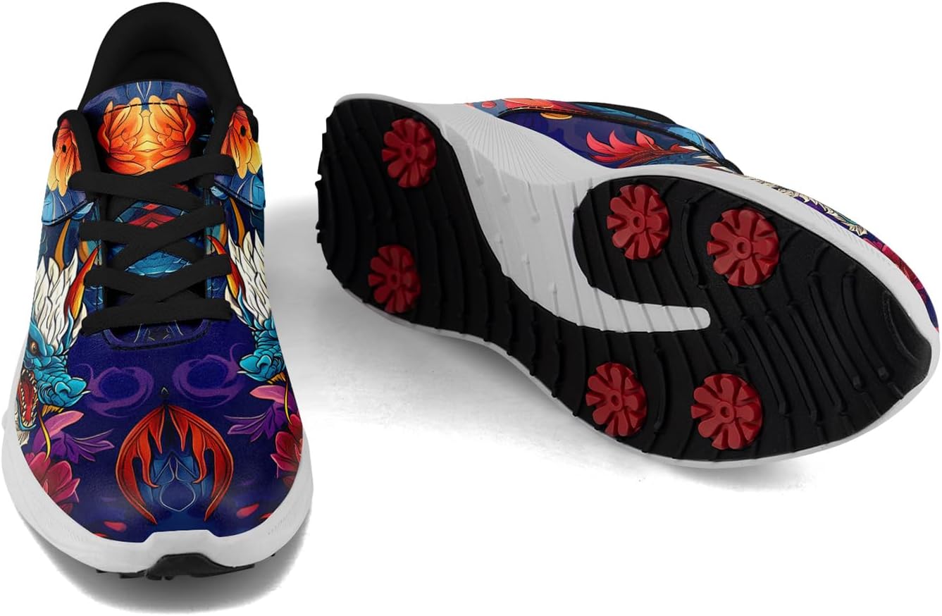 Men's Dragon Golf Shoes, Athletic Spikeless Golf Sneakers Non-Slip Cushion Waterproof Walking Shoes for Women