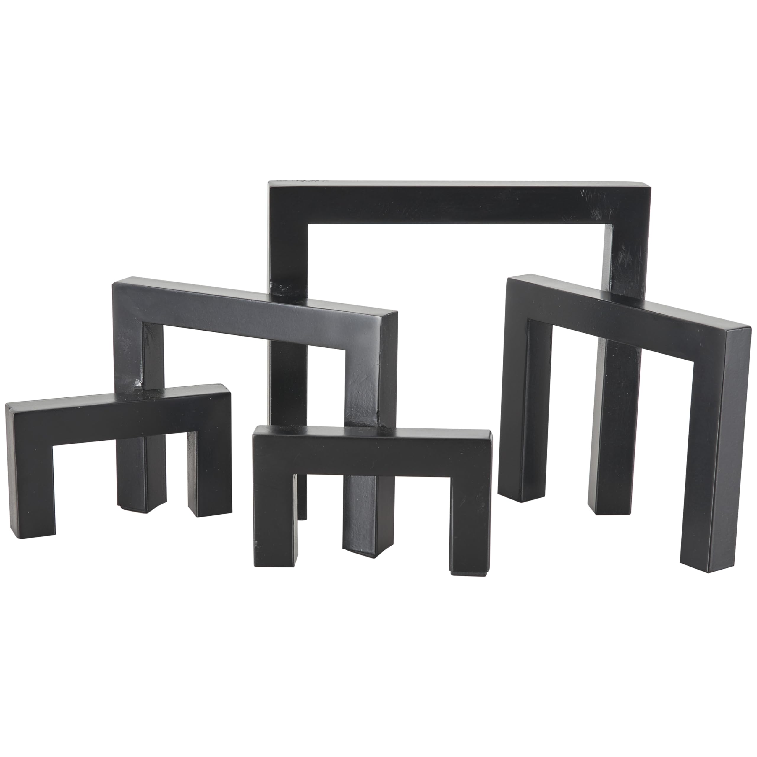 Deco 79 Geometrische dekorative Skulptur aus Metall, abstrakt, quadratisch, gewölbt, Heimdekoration, Akzentfigur, 33 x 12,7 x 17,8 cm, Schwarz