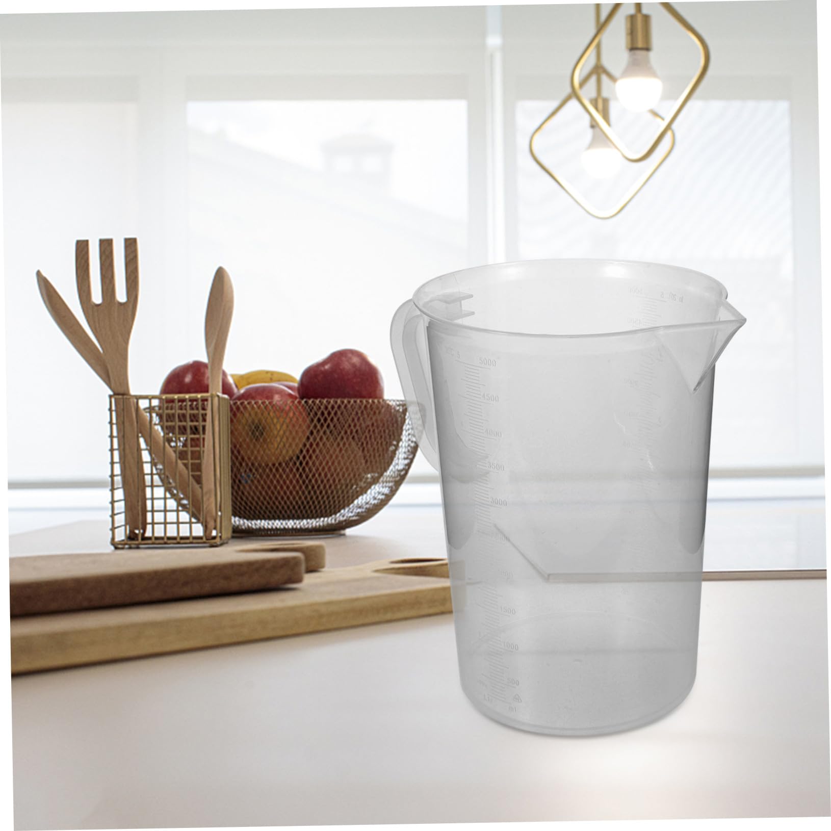 BESTYASH Caraffa Misurino Pratico e Riutilizzabile Doppia Scala Graduata in Plastica da 5000ml Resistente al Calore per Olio in Cucina