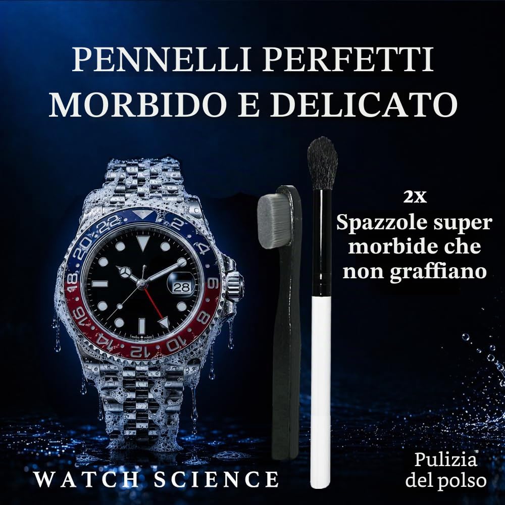 Kit di pulizia deluxe per orologi, detergente per orologi, schiuma da 50 ml e ricarica da 113,4 g, include 2 panni grandi da 25,4 x 25,4 cm, panno per la pulizia di orologi e gioielli,