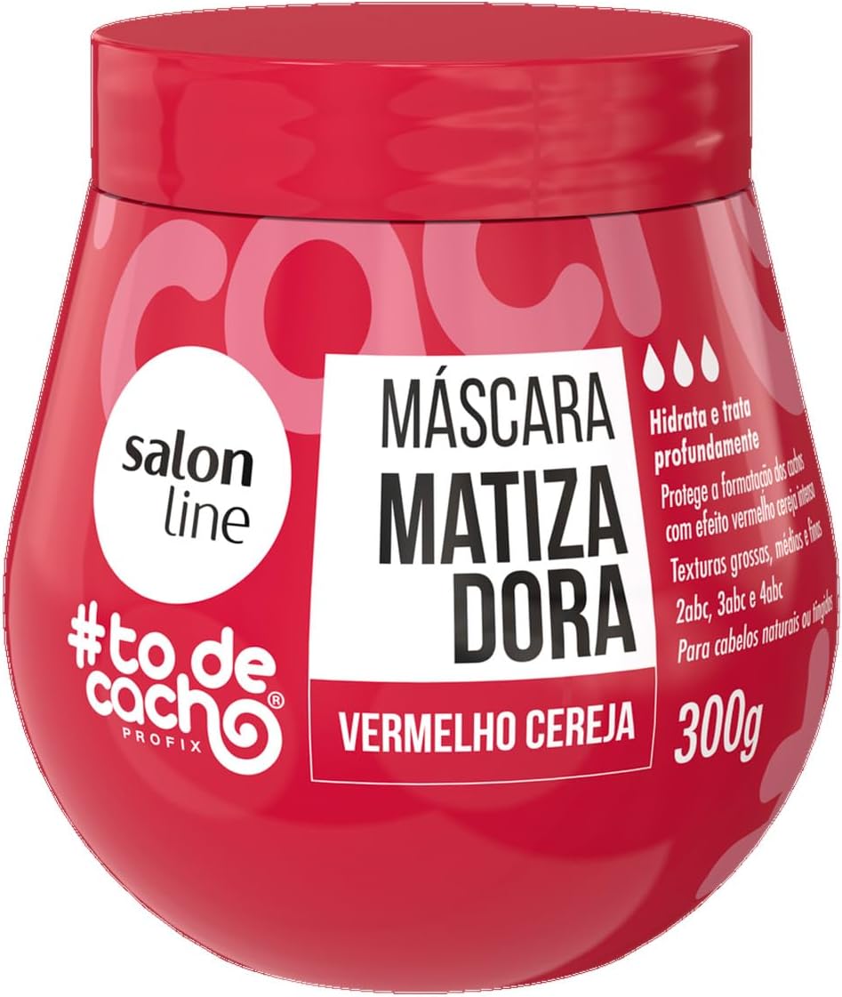 Salon Line #ToDeCacho Mascara Matizadora Vermelho Cereja 300 Gr 10.58 Oz | #ImWithCurls, Brassiness, Cherry Red, Mask