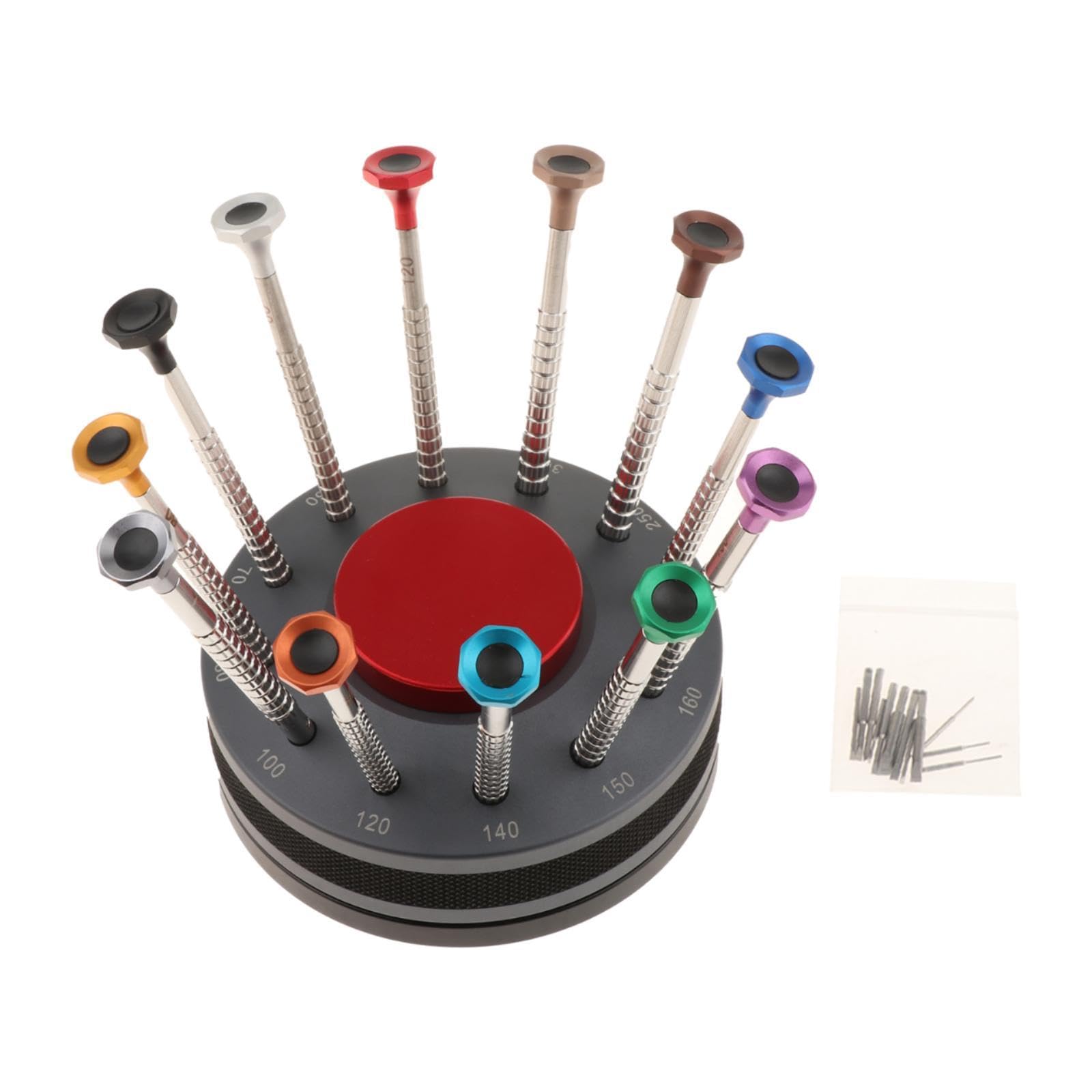 Qianly Juego de destornilladores para relojes, giratorios, ergonómicos, profesionales, para relojeros, kit de herramientas de reparación de relojes para, Base Gris