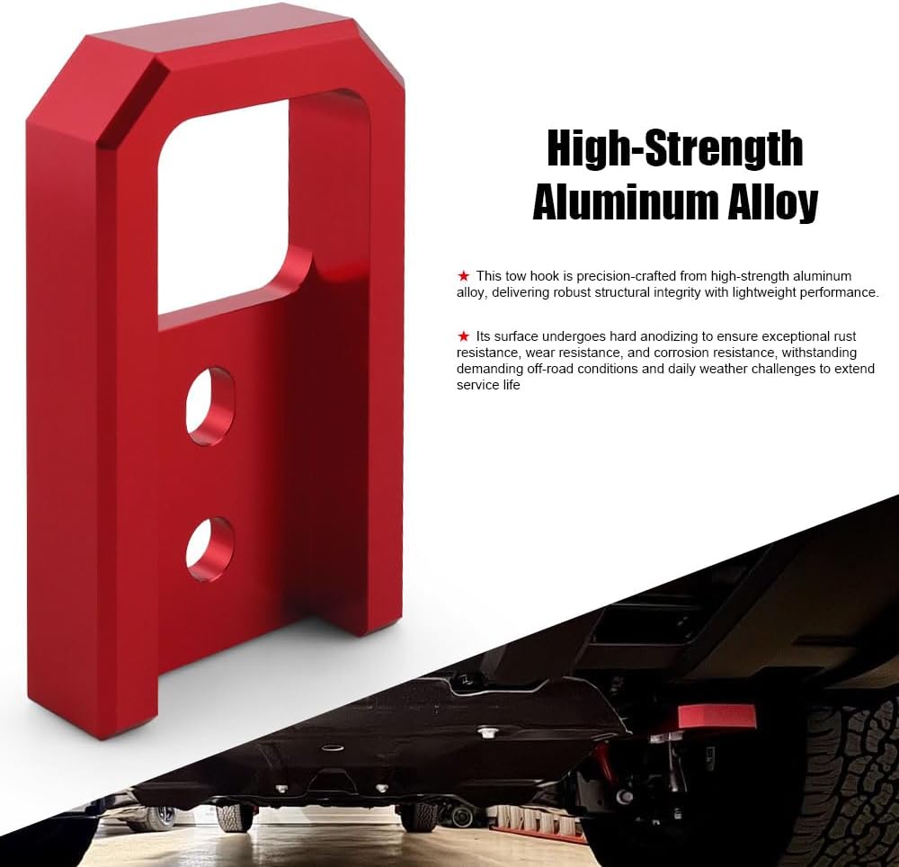 Dyno Racing 2PCS Red Tow Hooks Compatible with Toyota Tacoma 2024-2026, 4Runner 2025-2026 & Land Cruiser 250 2024-2025, Front Aluminum Direct Bolt On Shackle