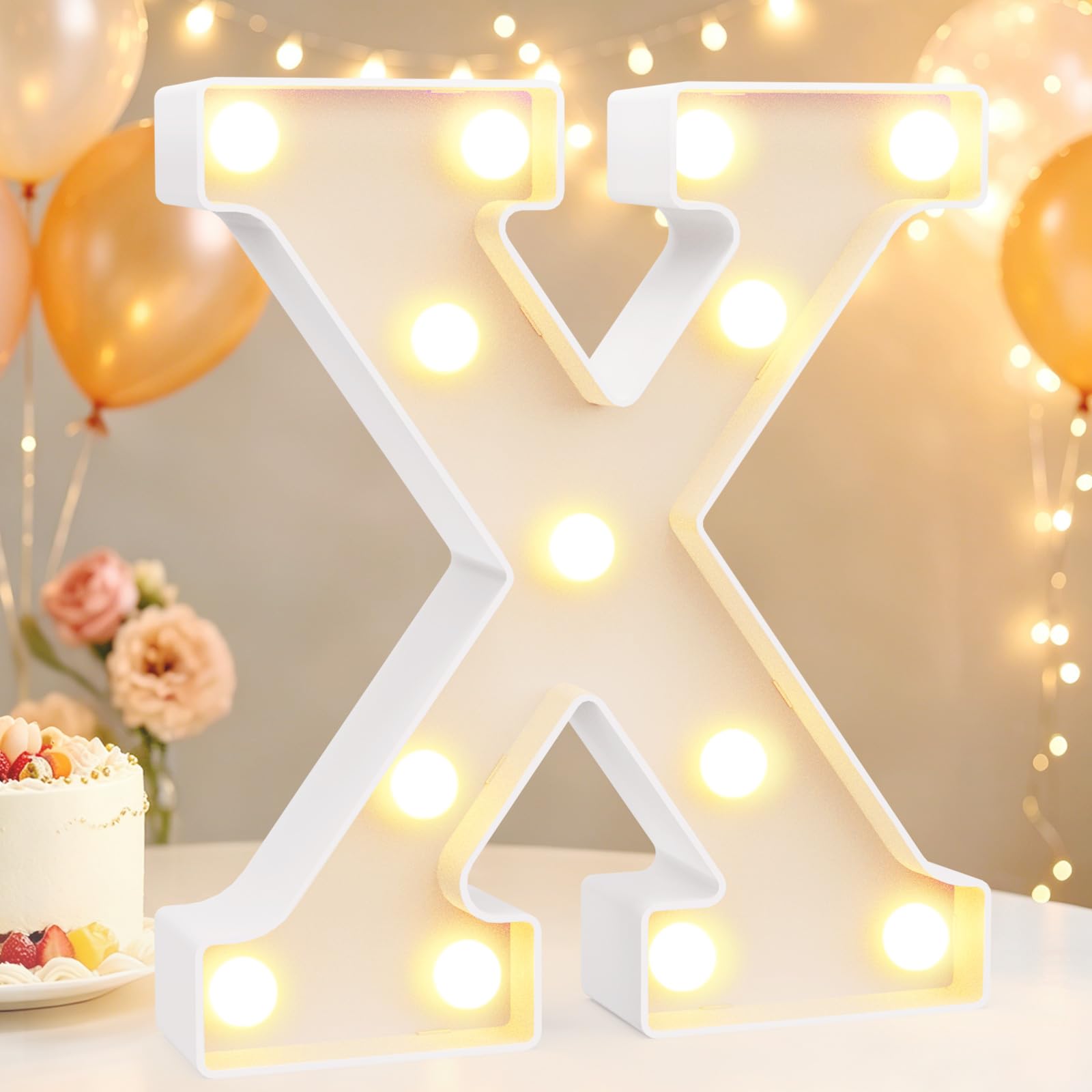 LED Light Up Marquee Letters for Birthday Decorations, Letter X Warm White — image 1