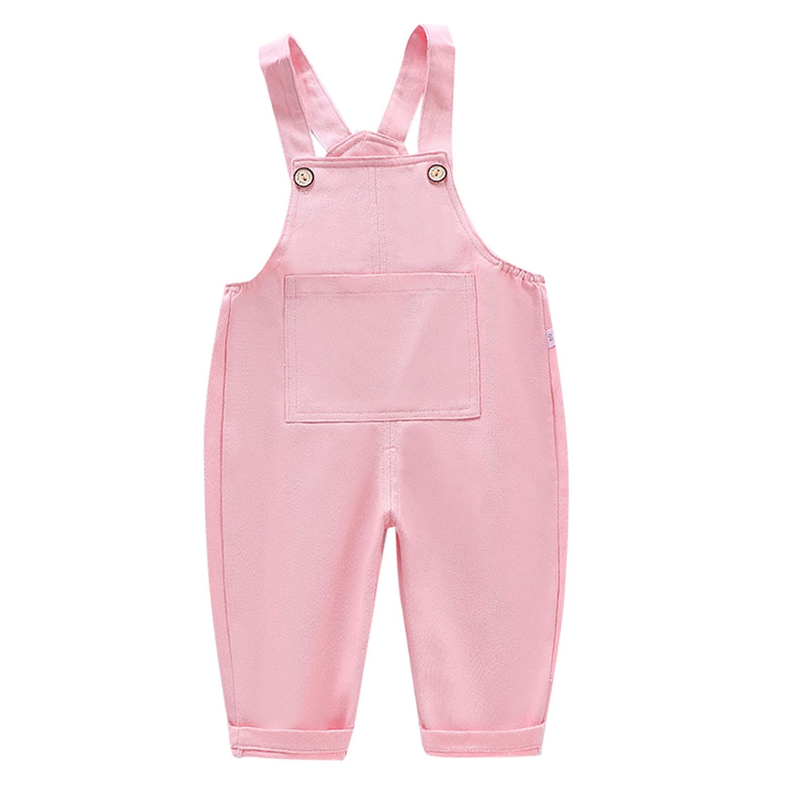 Combinaison sans manches en coton pour bébé fille - Couleur unie - Sans manches - Printemps - Été - Pantalon porte-jarretelles doux - Salopette décontractée avec poche avant - Taille 5 filles
