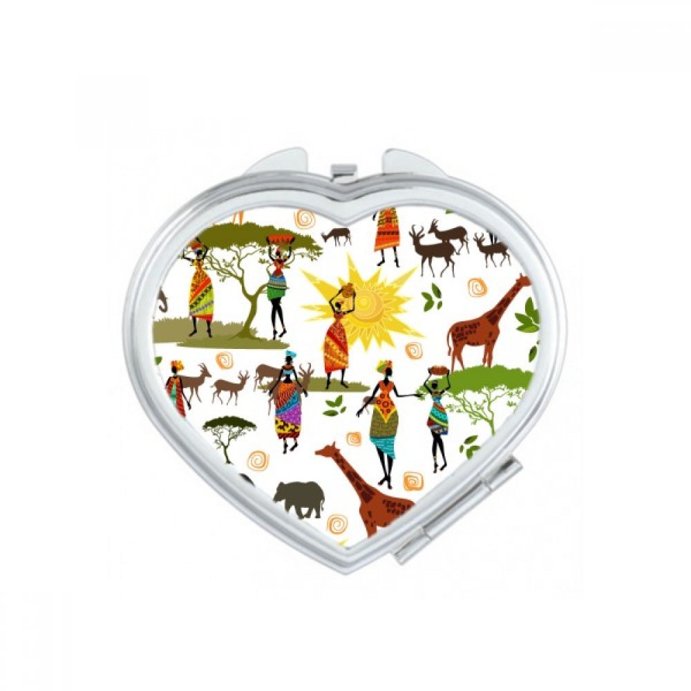Miroir compact faune africaine savane pour maquillage de poche portable
