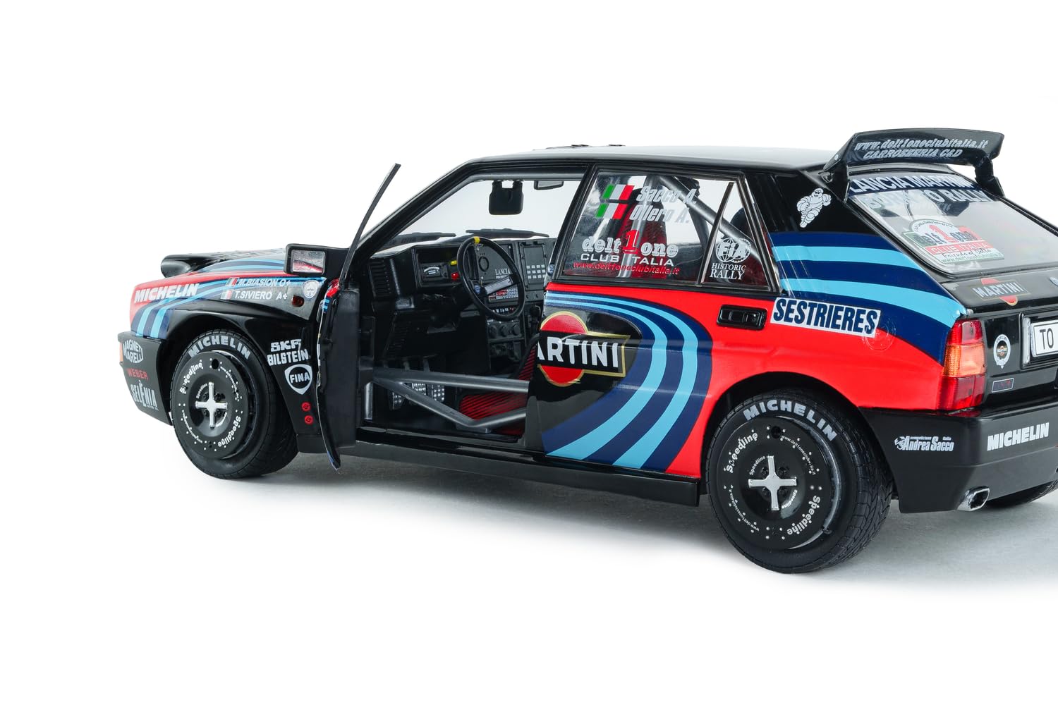 Solido - Lancia Delta HF Integrale M Rally Tribute 1991 1:18 - Modellino Auto Die-Cast da Collezione, in Metallo, Nero, con Base in Plastica, Scatola Finestra