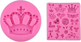Couronne Cake Decor Outils Moules 3D Bowknot Réutilisable Silicone Bricolage Moule Set Savon Biscuit Gâteau Déco DIY Cookies Moules pour Candy Chocolate Fondant Princess Queen Cake Decorating Tools