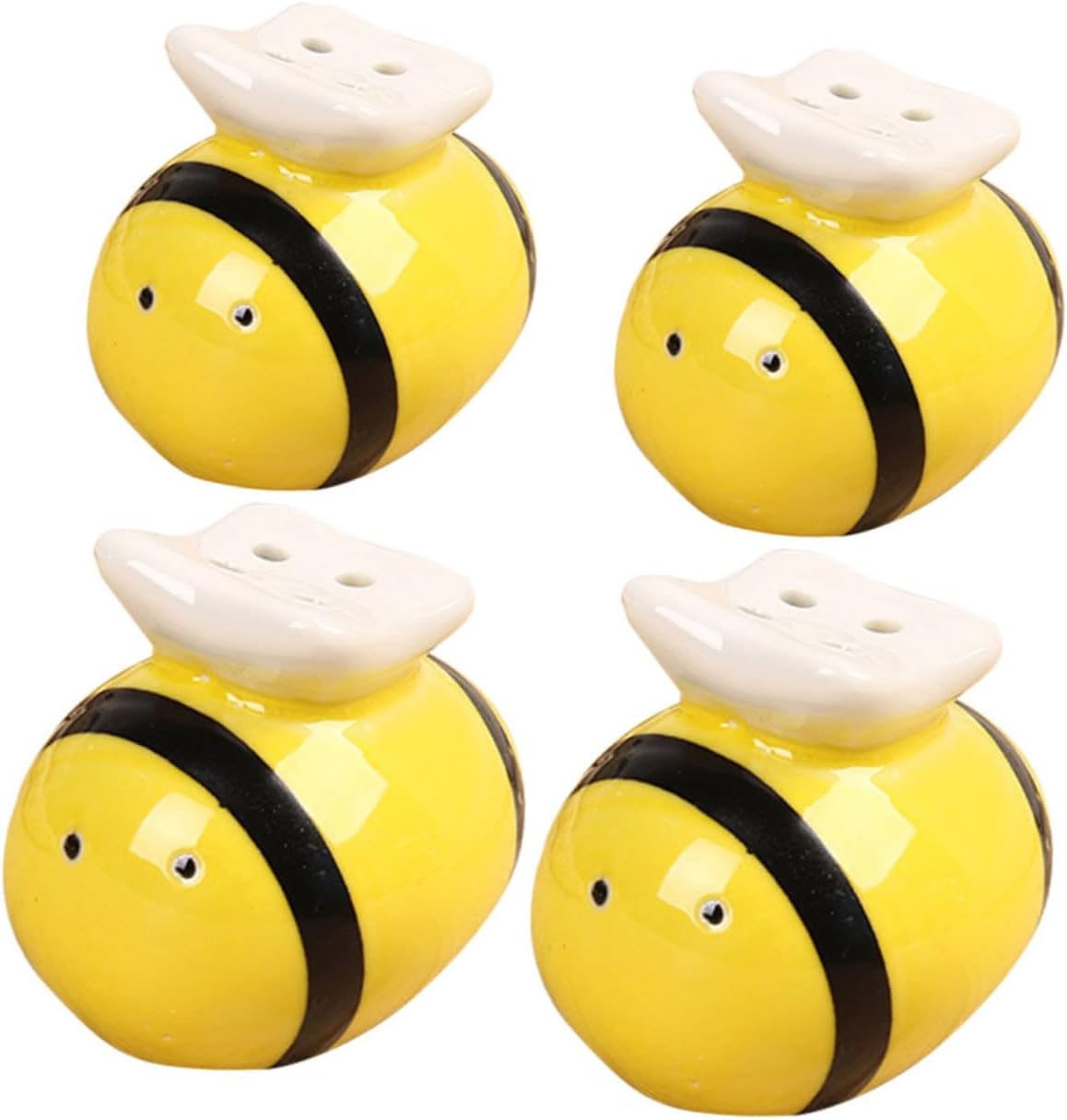 4 Piece Bee Shaped Ceramic Salt Pepper Shaker Set for Kitchen