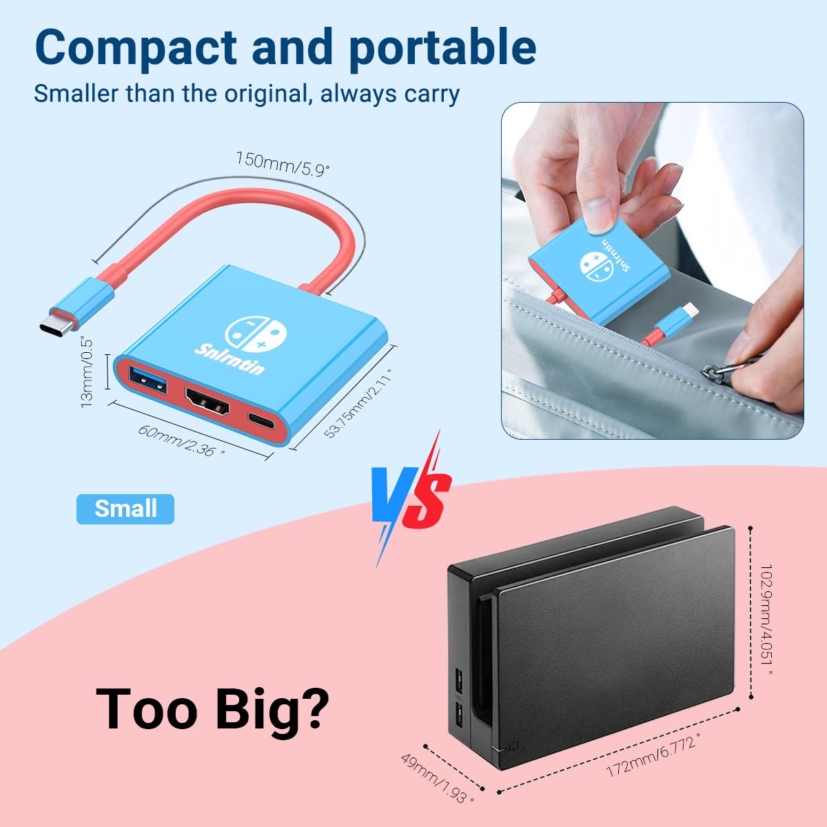 Amazon.com: Docking Station for Nintendo Switch, 3-Port USB C