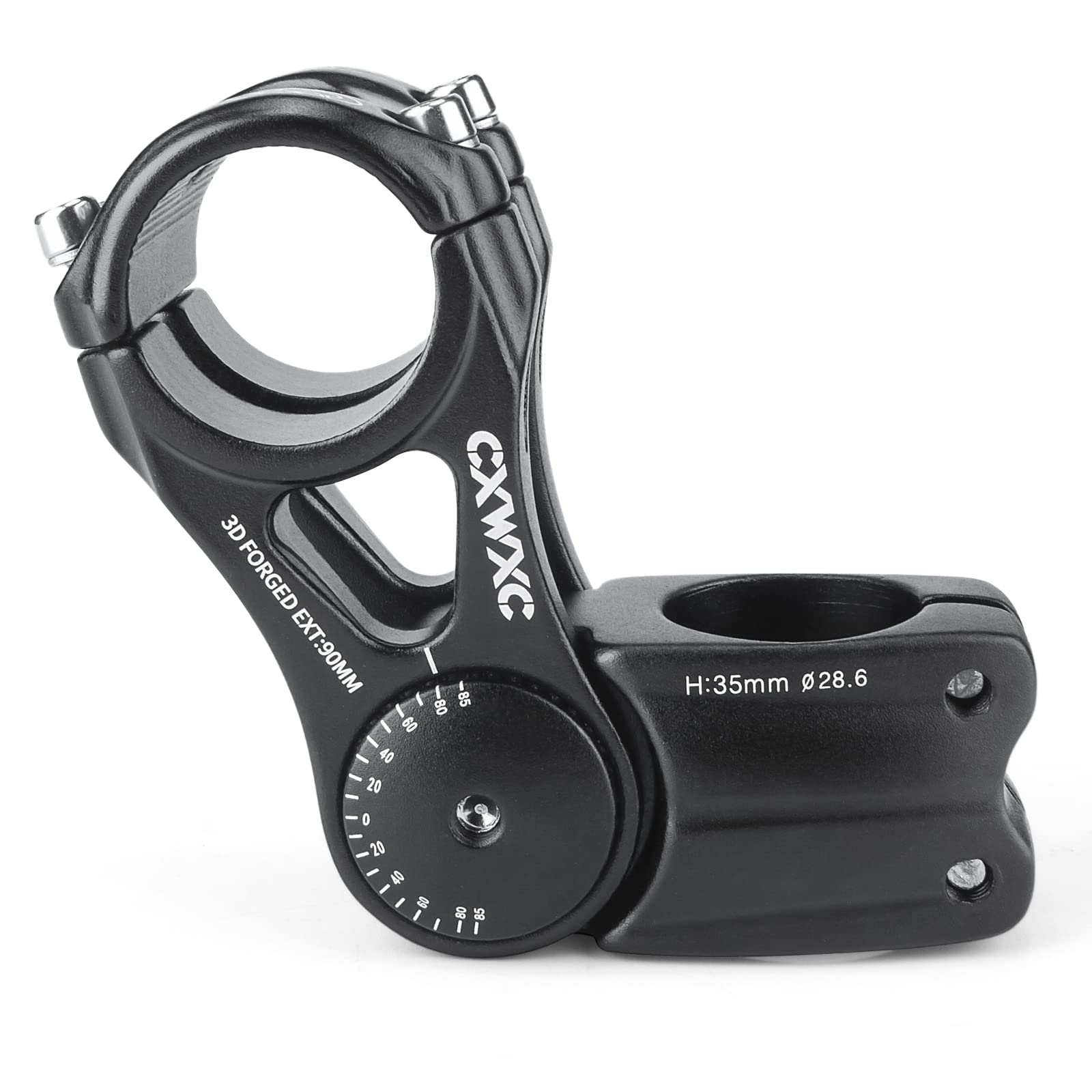 CXWXC Potence réglable pour VTT 31,8 mm 70 degrés – 90/110/145 mm – en alliage d'aluminium – Extension de guidon pour VTT, vélo de route, vélo de ville (31.8 x 90mm)