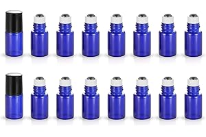 20 Pack 5/8D Glass Roll on Bottles w/Roller Balls Refillable Vial for Essential Oil