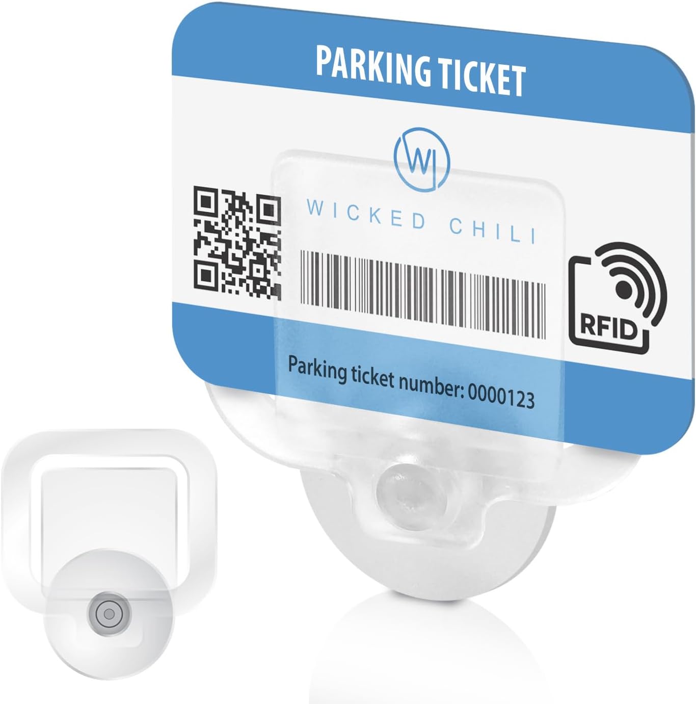 Wicked Chili 4x Parking Permit, Ticket and Note Holder for Car Windscreen, Clips with Removable Suction Cup, Avoid parking fine, Set of 4 (Made in Germany) transparent