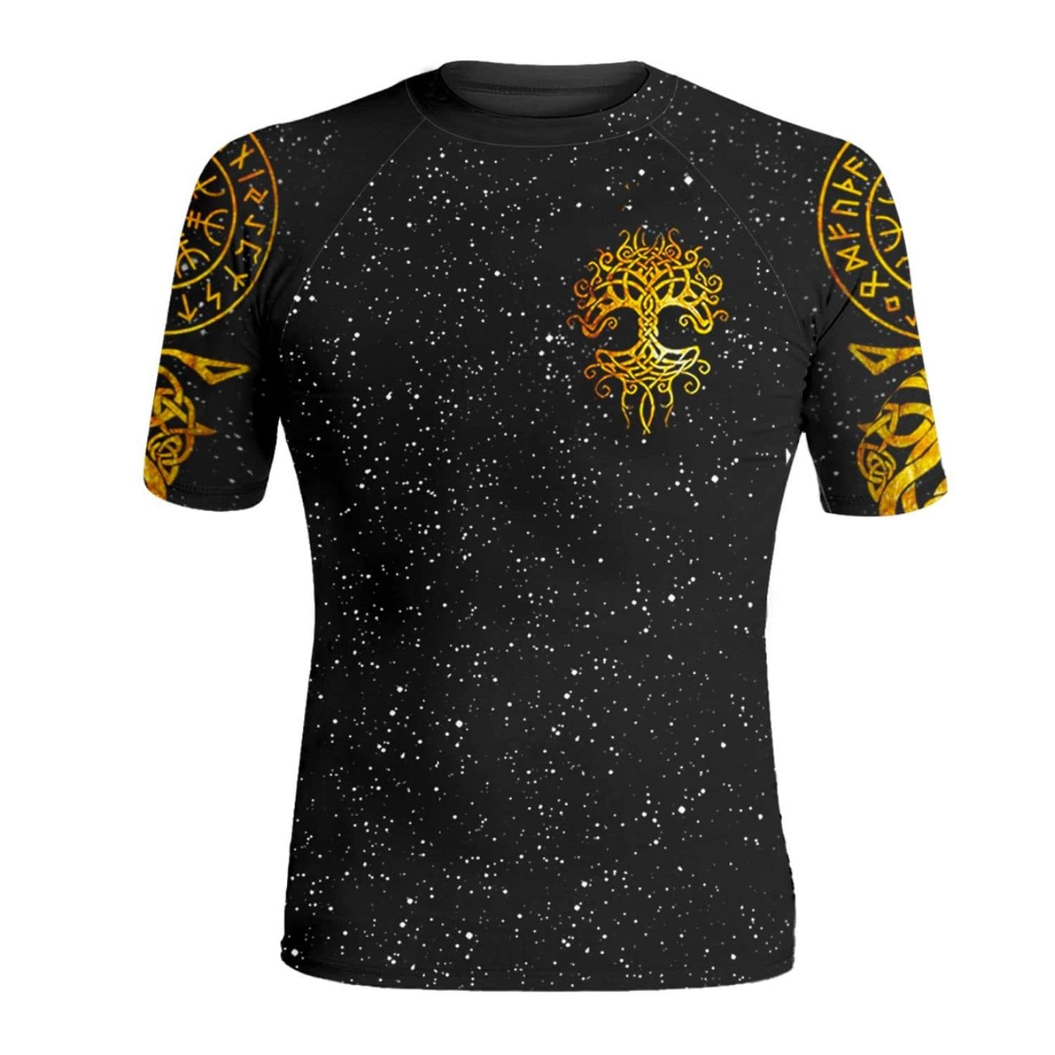 HYPEWAVE Viking Print 3D Never Fade Rash Guard Men, Ultra Soft Compression Shirt UPF 50+ Stretchable Fabric Gift BJJ