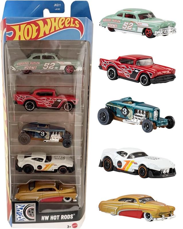Hot Wheels Car 2026 HW Hot Rods Pack of 5 (57 Chevy, 52 Hudson