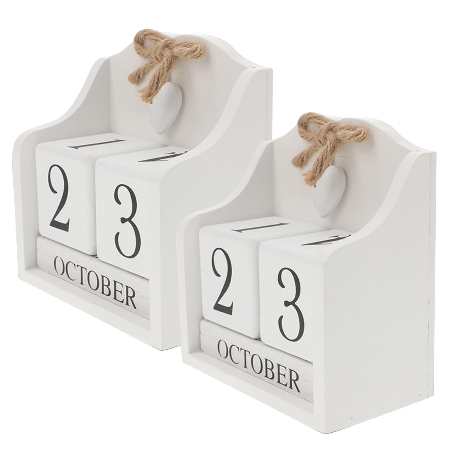 Healvian Calendario da Scrivania in Legno Vintage 2 Pezzi Blocchi Calendario Decorativi Stile Campagna Europea Ornamento Multifunzione per Casa Ufficio e Fotografia