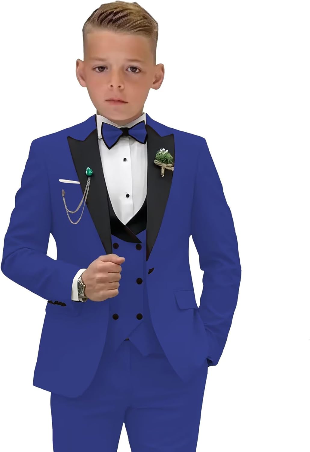 Boys Suits Kids Notch Lapels Dress Suits 5 Piece Tuxedo Outfit for Boy Toddler Formal Wedding Homecoming Clothes