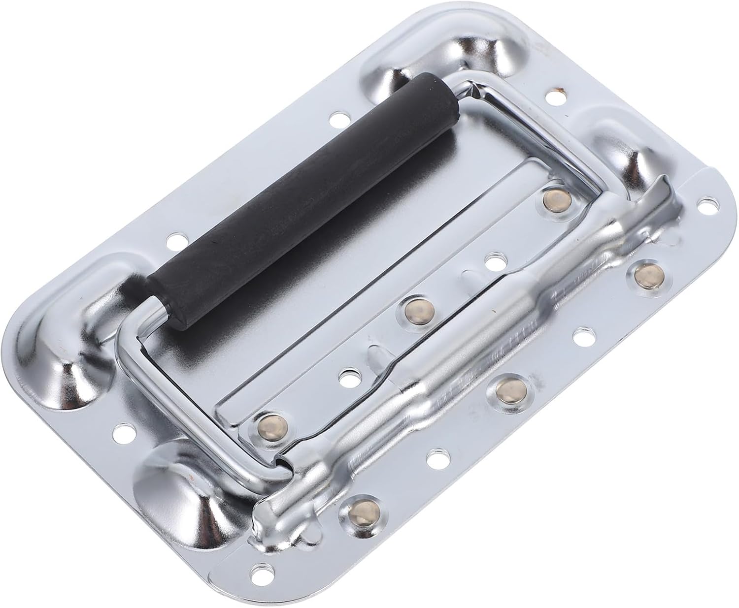 Heavy Duty Spring Loaded Cabinet Handles and Pulls Foldable Iron Chest Lifting Handle for Aviation Cases and Toolboxes Silver Finish