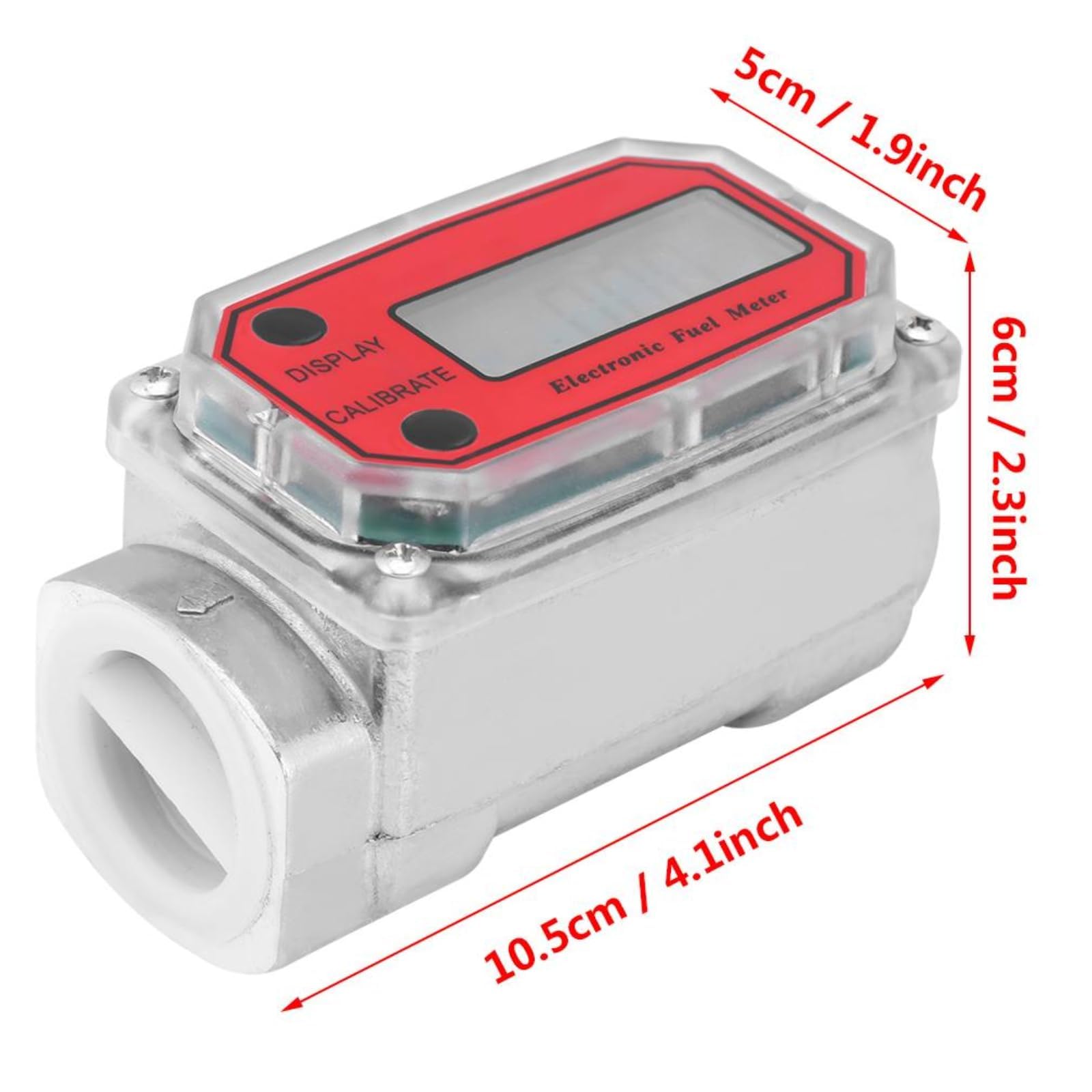 Misuratore di Turbina Digitale 120L 1in, Misuratore di Portata Elettronico Digitale NPT 1 Pollice 120 L/Min 0-99999 Liquidi Meter di Portata Carburante, per Diesel, Cherosene, Benzina (rosso)