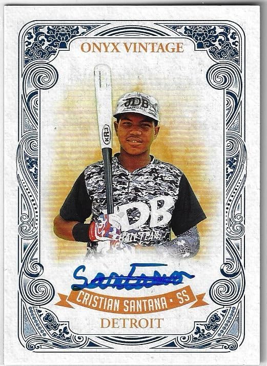 Christian Santana Onyx Vintage Autographed Collectible Baseball Card - 2021 Onyx Vintage Baseball Card #VACS (Tigers)