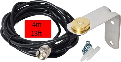 Miniatura 5 de HYS Antena de látigo Amateur UHF NMO de 17.7 pulgadas, 3.5dBi 462MHz–467MHz, W/13ft RG58 Cable coaxial techo NMO Montaje Antena con UHF MALE/PL259/L