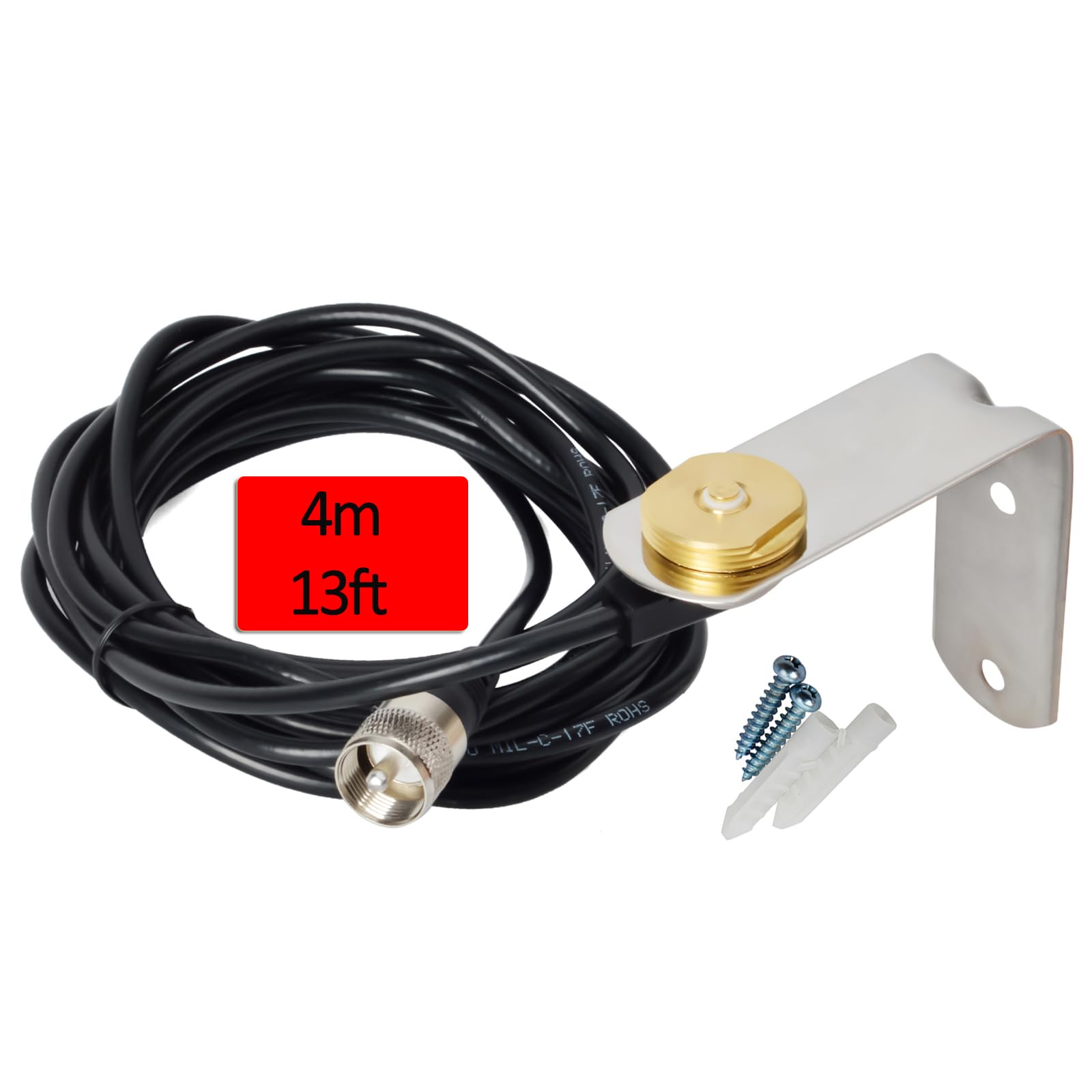 HYS Amateur UHF NMO - Antenna a frusta da 45 cm, 3,5 dBi 462 MHz-467 MHz, con cavo coassiale RG58 da 4 m, superficie antenna NMO con staffa UHF maschio/PL259/L per radio Yaesu Kenwood Vertex Icom