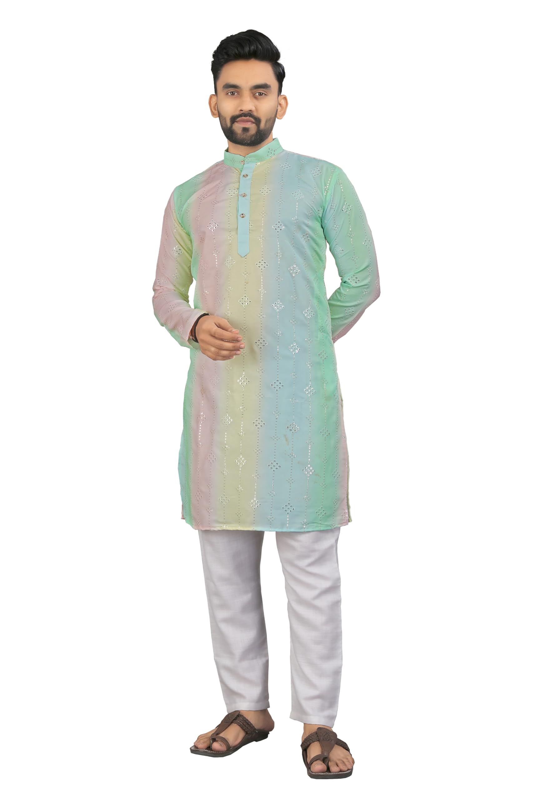 ashtang Men's Kurta | Sequins Work | Shaded | Demanding-picture-16