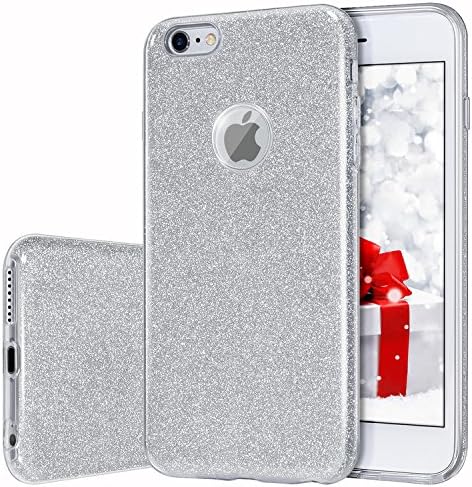 MILPROX Compatible iPhone 6, Compatible iPhone 6s, Shiny Glitter Sparkly iPhone 6s Case/iPhone 6 Case - Silver