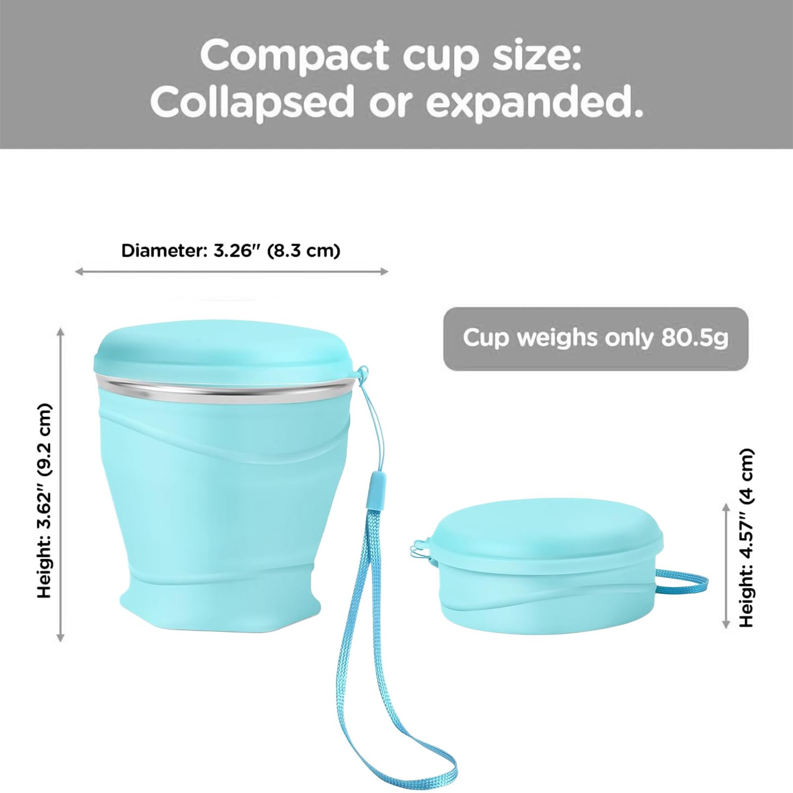 Genérico Vasos Plegables De Silicona De Alimenticio Para Acampada, Vaso De Viaje A Prueba De Fugas De 260 Ml Con Tapa, Taza Portátil Reutilizable Para Bebidas, Ideal Para Picnic Acampada Senderismo — view 2