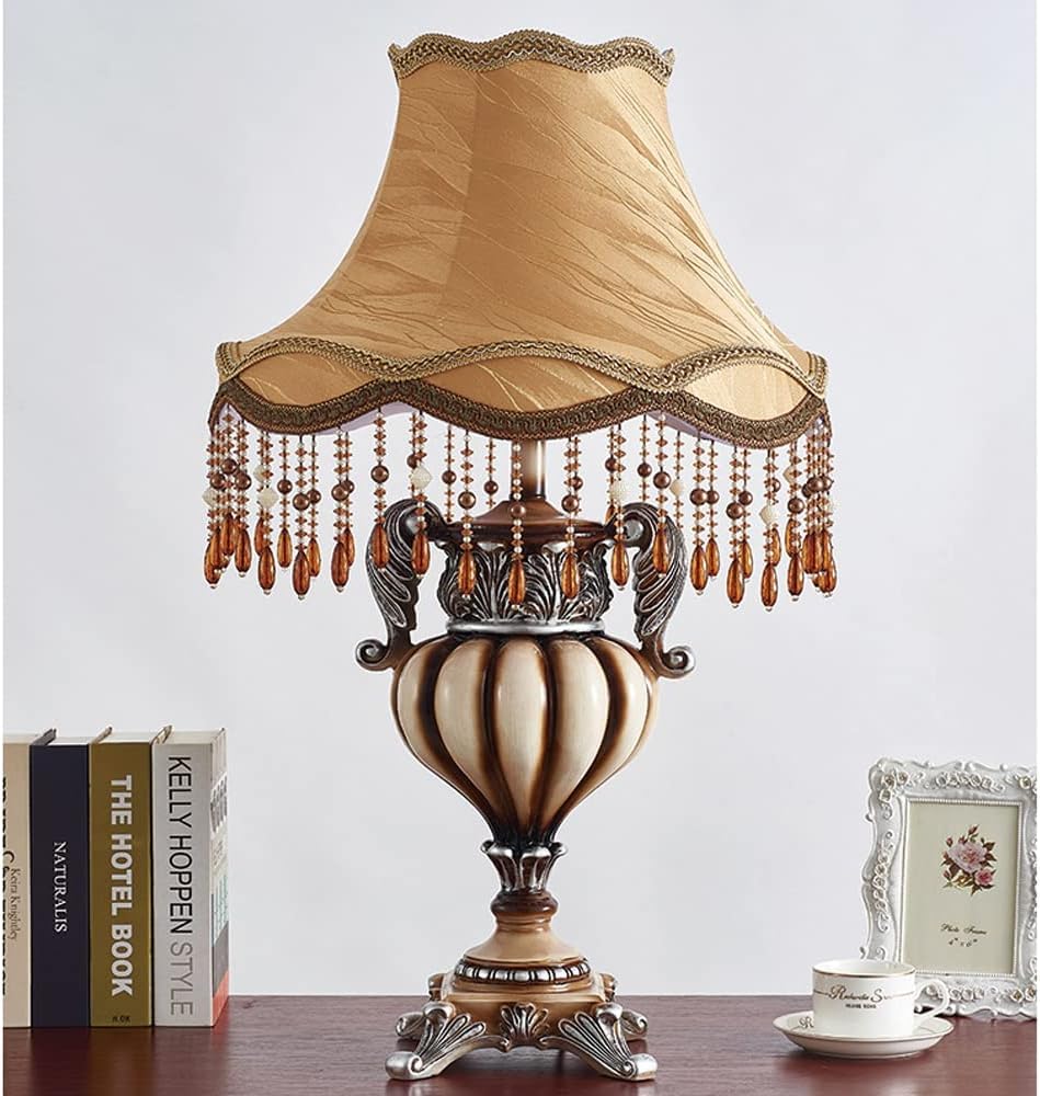 Lampada da Tavolo Continentale, Lavoro, apprendimento, Pre-Lettura, Lampada da scrivania, Decorazione della casa, luci da Tavolo, Paralume in Seta, Interruttore a Pulsante, lampadari