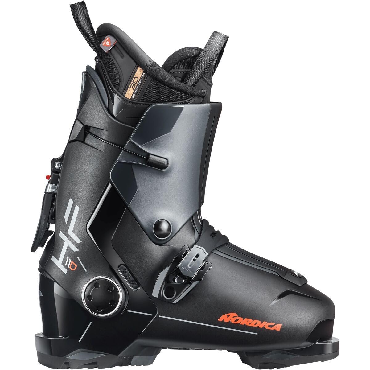 Nordica HF 110 Men's Wide Fit Easy Entry Alpine Ski Boots (Black/Anthracite/Red, 26.5)
