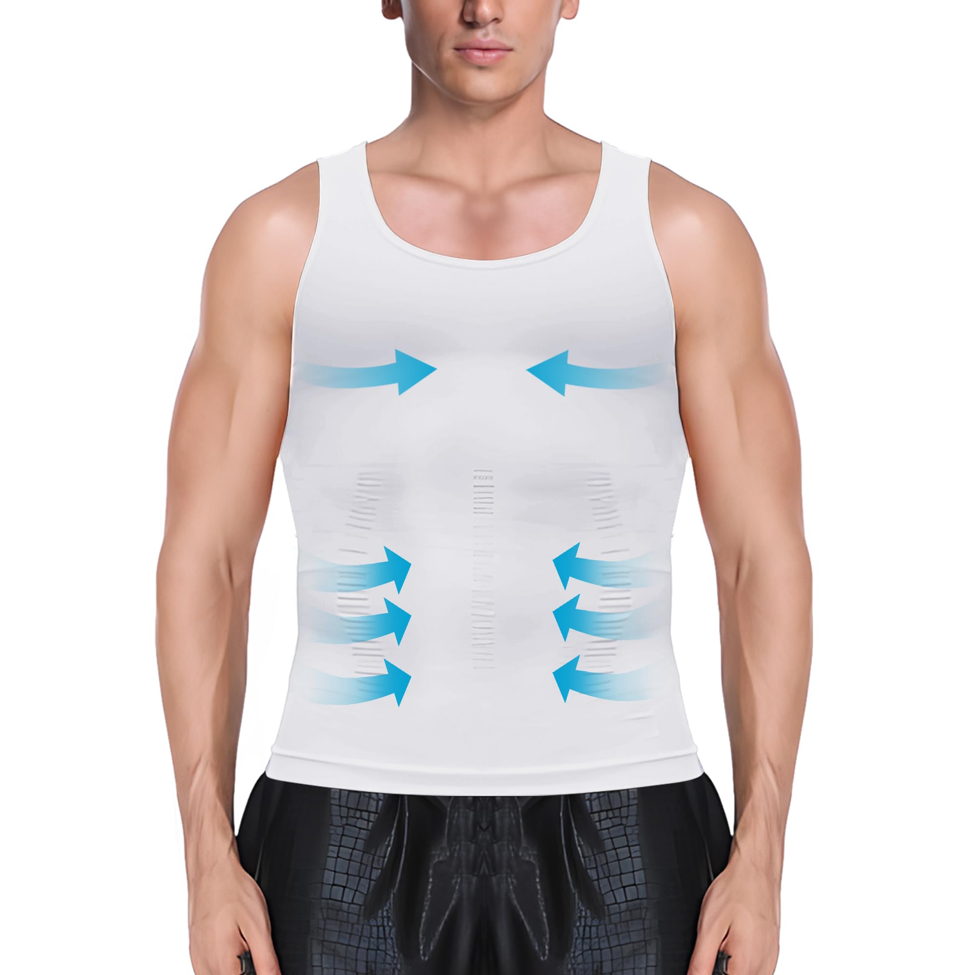 MEETYOO 1/2/3 Pack Shaper Slimming Tank Top Athletic Compression Shirt with Sleeveless Undershirts for Men