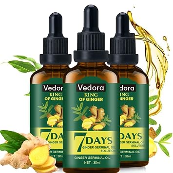 Ginger Oil for Hair Growth - Biotin Hair Growth Serum, 100% Pure Natural Ginger Essential Oil - Promotes Stronger, Thicker, Longer Hair in Women & Men - 1.0 Fl Oz / 30ML 3pc