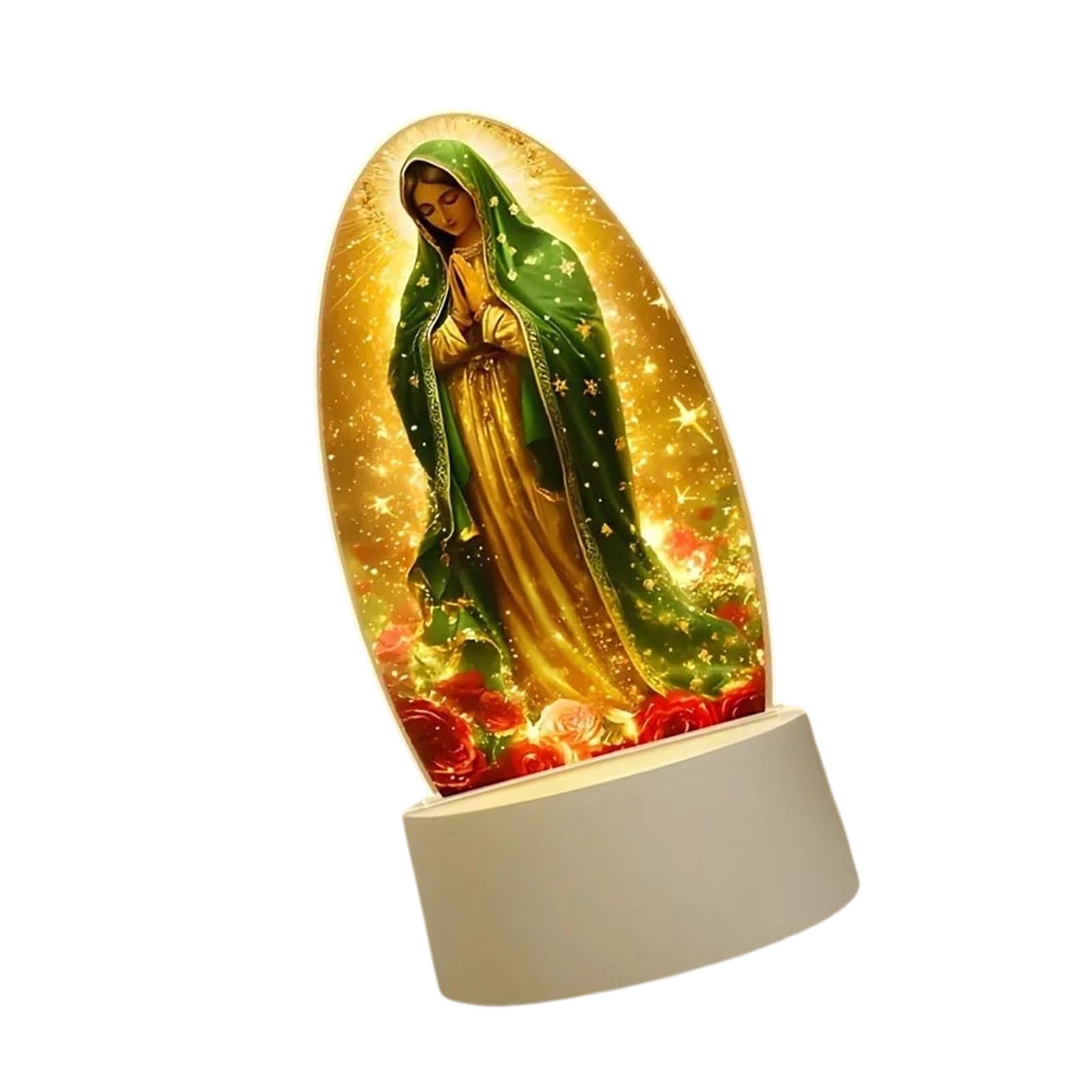 Jazuaiao LED Catholic Blessed Mother Table Lamp USB Powered Religious Acrylic Virgin Atmospheres Light Home Decoration Lamp USB Powered Enduring