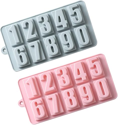 HEMOTON Moldes para bandeja de hielo, moldes de silicona para jabón, molde de chocolate, molde de caramelo, molde para gelatinas, molde de número de