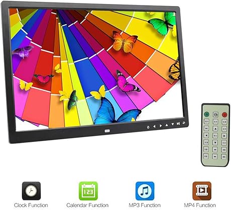 Mengen88 17-Zoll-HD-Digitalfotorahmen LED-Bildschirmbilder Touch-Tasten mehrsprachiger 1080P-MP3-Musikvideowerbemedien-Player mit Wecker und KalenderfunktionBlack Mengen88 17-Zoll-HD-Digitalfotorahmen LED-Bildschirmbilder Touch-Tasten mehrsprachiger 1080P-MP3-Musikvideowerbemedien-Player mit Wecker und KalenderfunktionBlack