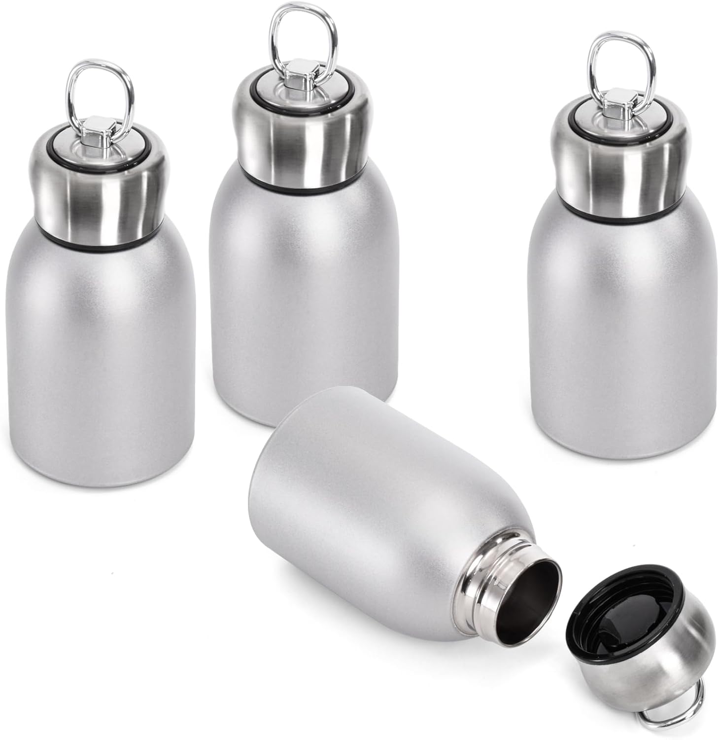 AVLA 4 Pack 10oz Mini Stainless Steel Water Bottle, Vacuum Insulated Sport Tumbler Cup, Leak-Proof Travel Coffee Mug for Hot and Cold Drinks, Women Gifts, Lunch Bag Camping Hiking Trips, Silver - Image 9