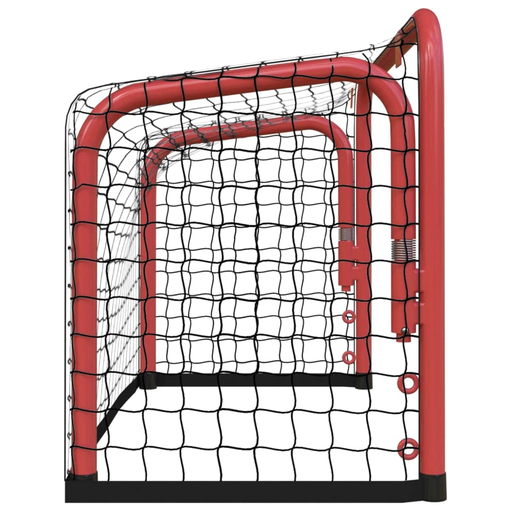 vidaXL But de hockey sur glace avec filet, filet d'entraînement de hockey pour adultes et enfants, filet d'entraînement de hockey pour cour, pelouse, acier et polyester - Rouge et noir
