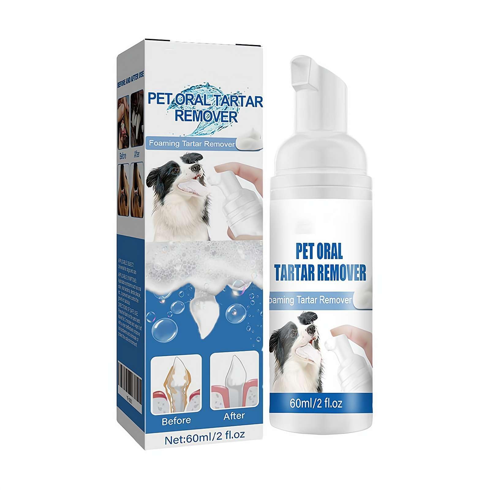FLKWOP Pet Dental Tartar Remover, Oral Spray for Dogs Teeth Cleaning, Pet Dental Foaming Care Spray, Dog Breath Freshener, Support Healthy Gums, Reduce Tartar for Cats and Dogs