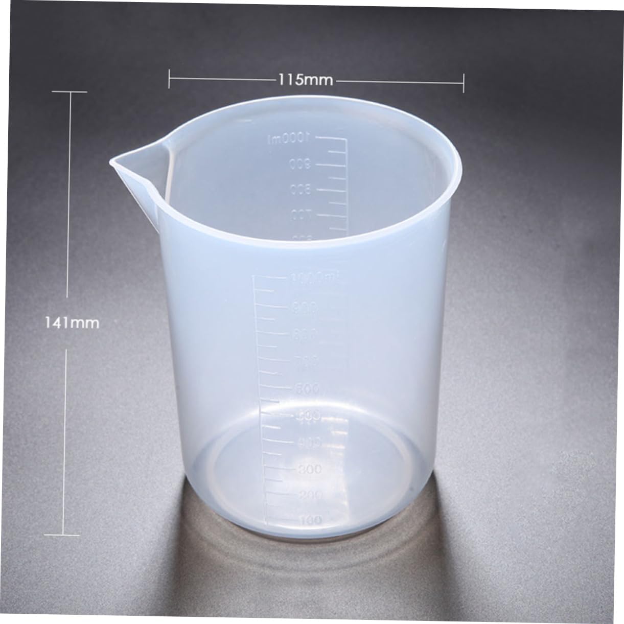 GLEAVI 5pcs Graduated Plastic Beaker for Chemistry Classroom and Lab Use Measuring Cups Read Scale Lines