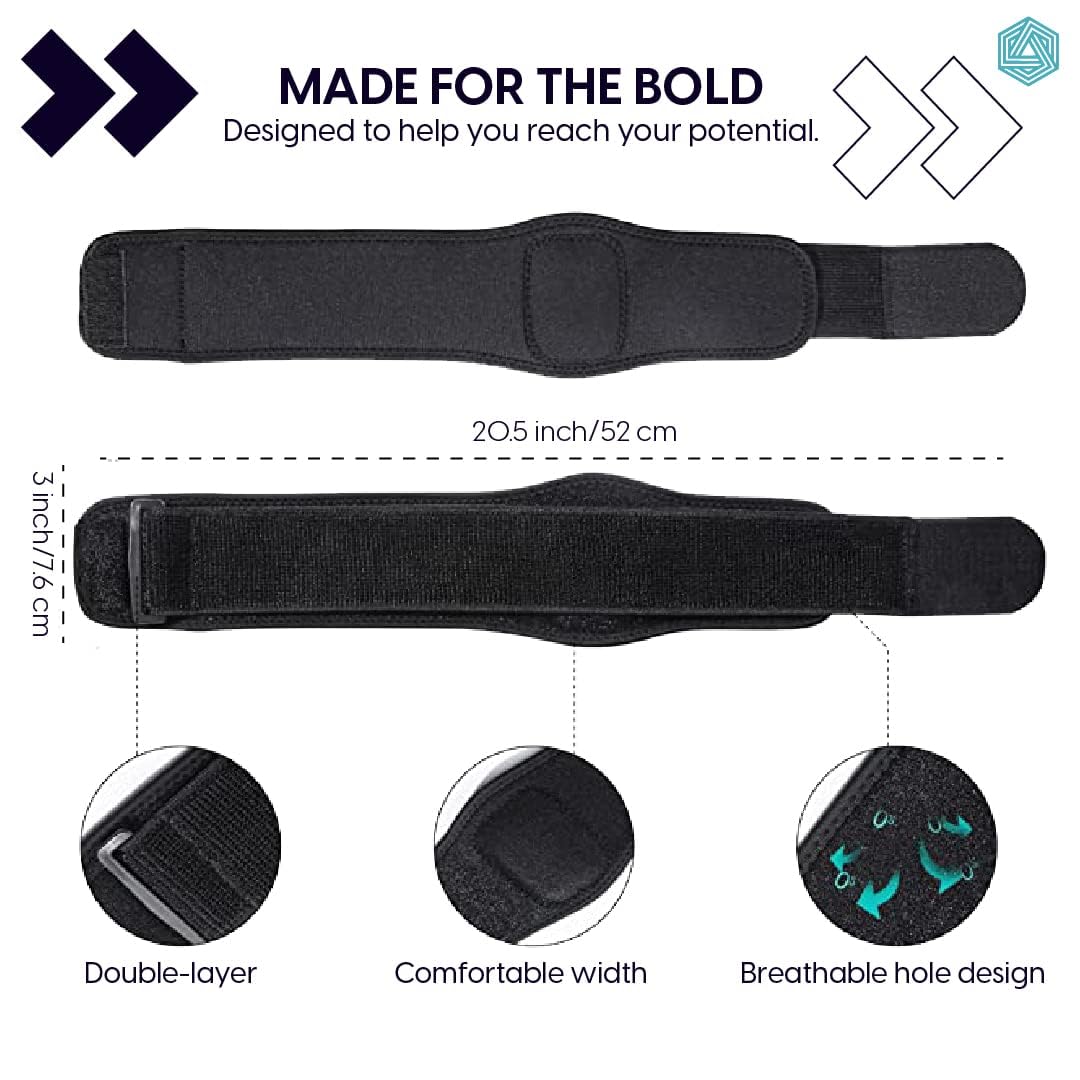 Boldfit Tennis Neoprene Elbow Support For Gym With Strap - For Pain Relief In Bursitis, Tendonitis Support and For Gym,Tennis,Running -Free Size - Black Pack Of 2 - Image 3 thumbnail