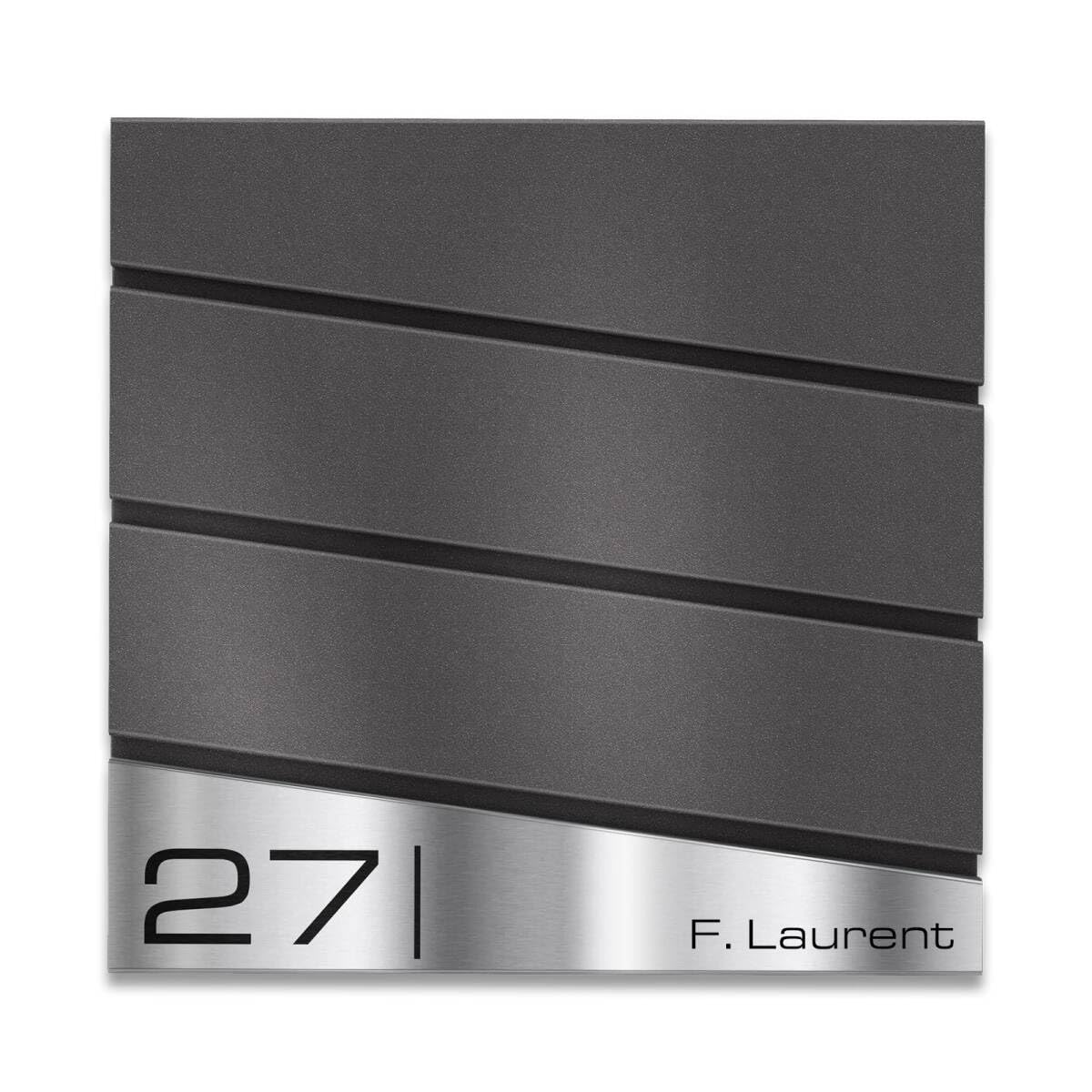Metzler Boîte aux Lettres Gris métallisé DB703 Neumann – Boîte Murale avec Compartiment à journaux – Plaque Nominative en Acier Inoxydable V2A – Boîte Postale, Dimensions : 37 × 37 × 10,5 cm