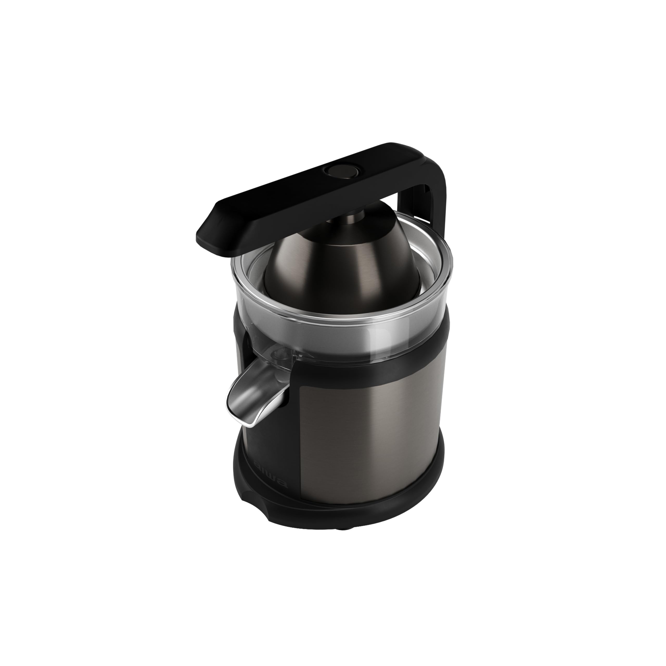 AIWA KORYU AJC-5000 – Exprimidor de palanca 120W, cuerpo y filtro de acero inoxidable, sin BPA, sistema antigoteo, base antideslizante, diseño compacto. Color: Acero Inox
