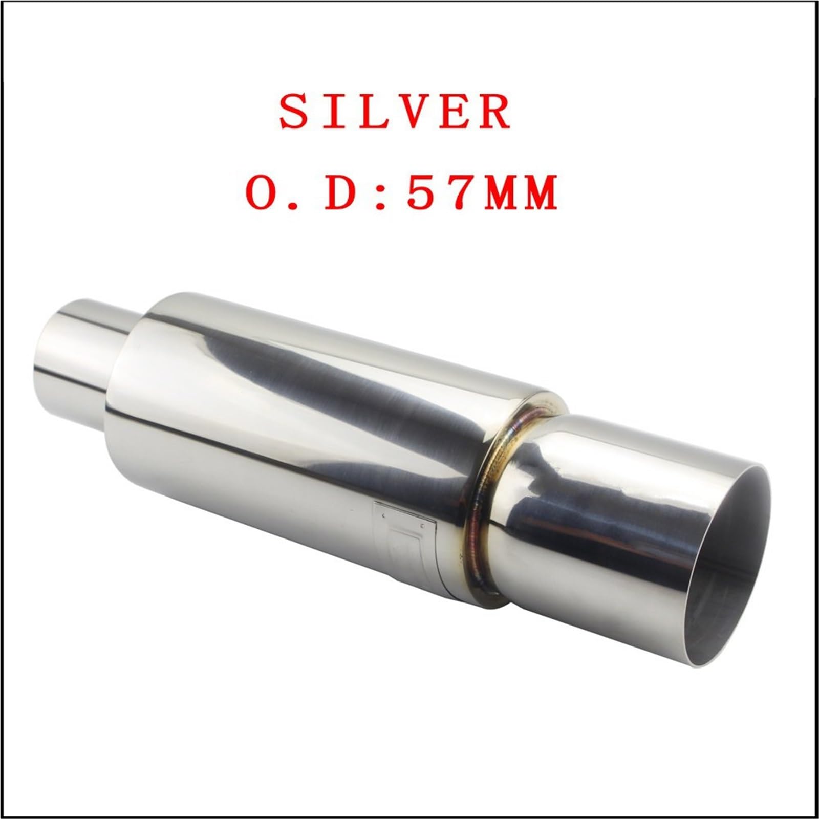 Car Silencer Układy wydechowe motocykla samochodowego końcówka tłumika uniwersalna stal nierdzewna ID 51 MM 57 63 wylot 90mm stylizacja tłumik rura wydechowa(Silver 57mm)