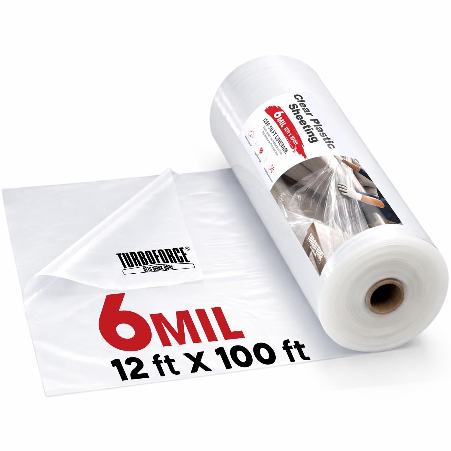 Bâche en plastique transparent robuste de 3,6 x 30,5 m, résistante aux UV et aux déchirures pour serre, construction, peinture, ferme et protection du sol, bâche en polyéthylène transparente