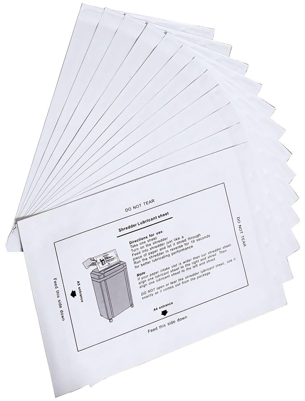 Aktenvernichter-Öl: 48er-Set Universal-Schmiermittelblätter für Aktenvernichter, DIN A4/A5 (Aktenvernichter-Öle, Shredderöle)