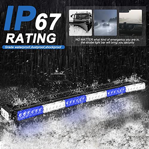 Ediors 78 Led Strobe Light Bar For Trucks, 38" Emergency Warning Strobe Lights For Vehicles, Double Side Flashing Traffic Advisor Magnetic Led Light Bar For Plow, Tow, Pickup, Cars (Blue & White) #TOP5